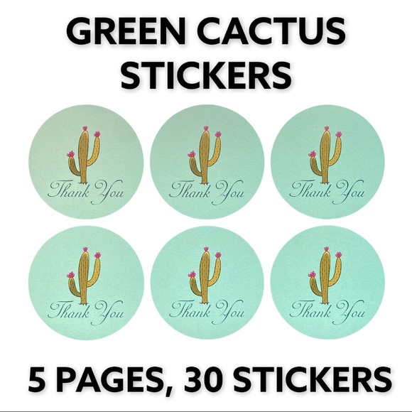 💝 30 2.5” Cactus Green Stickers CLEARANCE - Picture 3 of 6